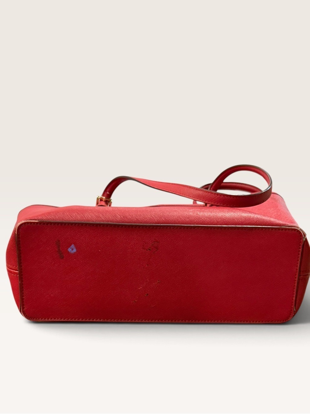 Michael Kors Red Saffiano Tote Bag - Picture 8 of 13